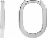 14K White Gold Elongated Oval 14 mm Hoop Earrings