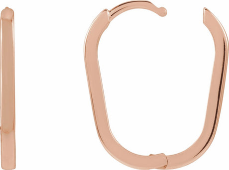 14K Rose Elongated Oval 20 mm Hoop Earrings