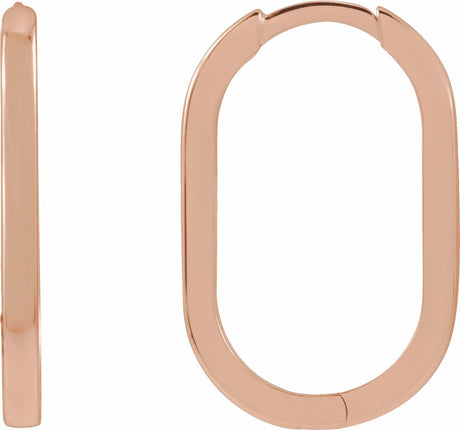 14K Rose Elongated Oval 20 mm Hoop Earrings