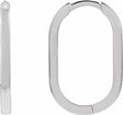 14K White Gold Elongated Oval 20 mm Hoop Earrings