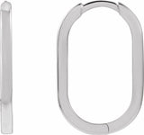 14K White Gold Elongated Oval 20 mm Hoop Earrings