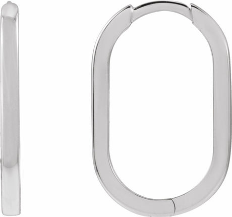 14K White Gold Elongated Oval 20 mm Hoop Earrings