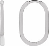 14K White Gold Elongated Oval 20 mm Hoop Earrings