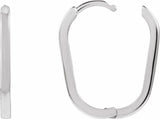 14K White Gold Elongated Oval 20 mm Hoop Earrings