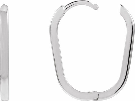 14K White Gold Elongated Oval 20 mm Hoop Earrings