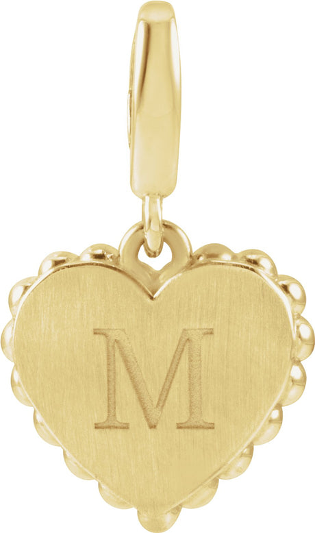 14K Yellow Gold Engravable Heart Charm/Pendant