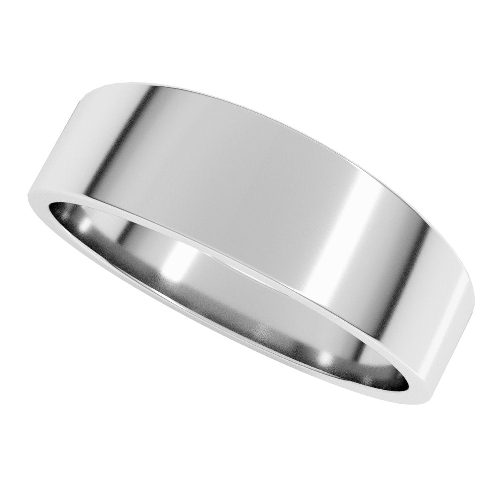 14K White Gold 6 mm Lightweight Tapered Flat Band Size 10