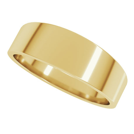 14K Yellow Gold 6 mm Lightweight Tapered Flat Band Size 8