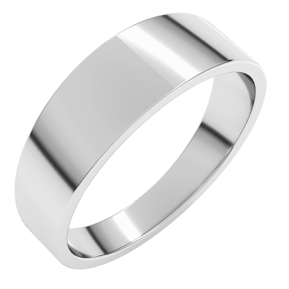 14K White Gold 6 mm Lightweight Tapered Flat Band Size 10