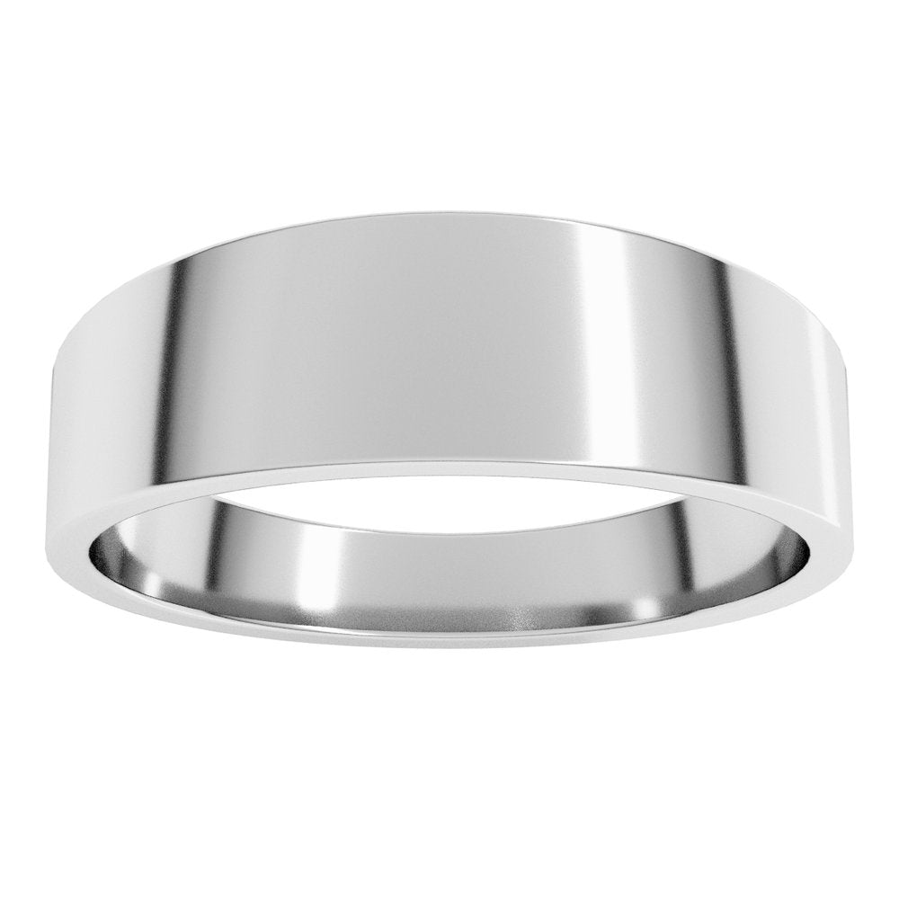 14K White Gold 6 mm Lightweight Tapered Flat Band Size 10