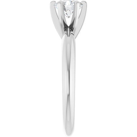 14K White 5.4-5.7 mm Round Heavy 6-Prong Engagement Ring Mounting
