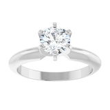 14K White 5.4-5.7 mm Round Heavy 6-Prong Engagement Ring Mounting