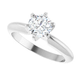 14K White 5.4-5.7 mm Round Heavy 6-Prong Engagement Ring Mounting