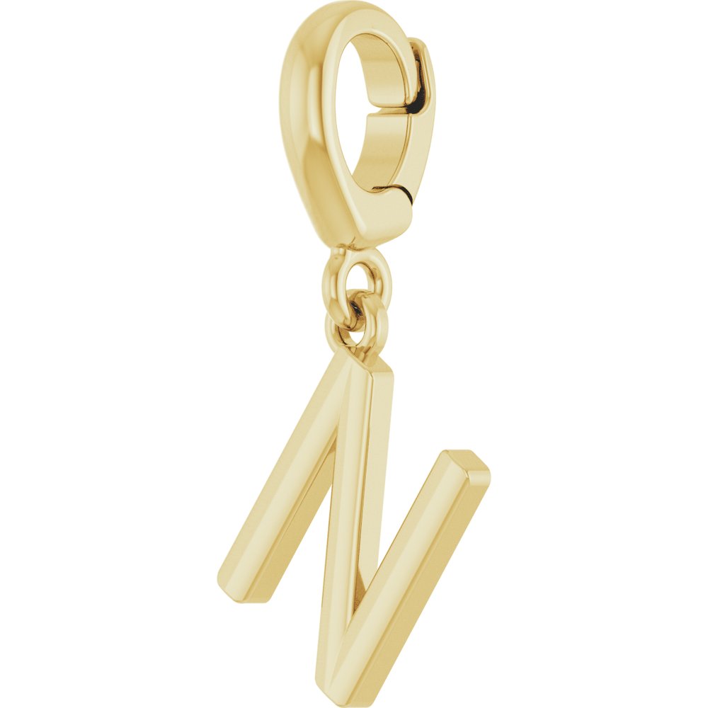 18K Yellow Gold-Plated Sterling Silver Initial N Charm/Pendant
