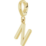 18K Yellow Gold-Plated Sterling Silver Initial N Charm/Pendant