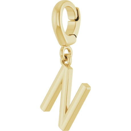 18K Yellow Gold-Plated Sterling Silver Initial N Charm/Pendant