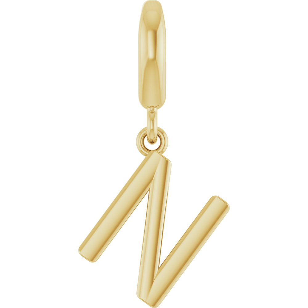 18K Yellow Gold-Plated Sterling Silver Initial N Charm/Pendant