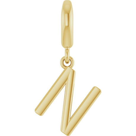 18K Yellow Gold-Plated Sterling Silver Initial N Charm/Pendant