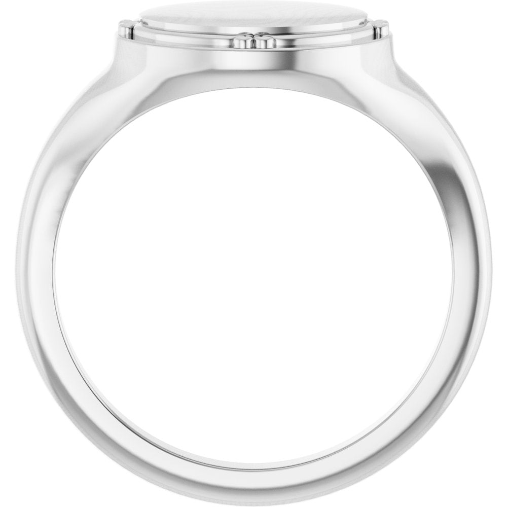 14K White Gold 10x8 mm Oval Vintage-Inspired Signet Ring
