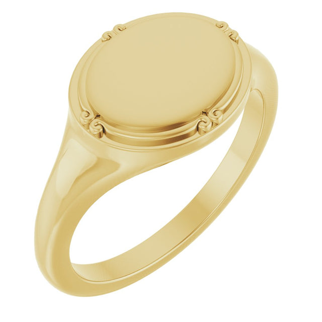 10K Yellow Gold 10x8 mm Oval Vintage-Inspired Signet Ring
