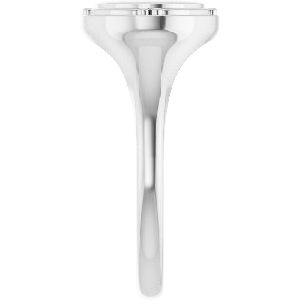 14K White Gold 10x8 mm Oval Vintage-Inspired Signet Ring