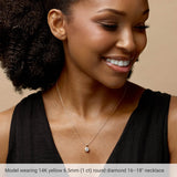 14K White 1/4 CT Lab-Grown Diamond Bezel-Set Solitaire 16-18" Necklace