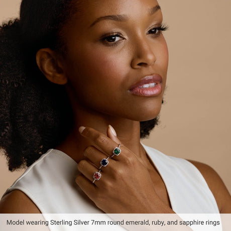 Sterling Silver Lab-Grown White Sapphire & .01 CTW Natural Diamond Ring