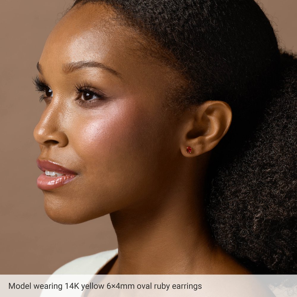 14K White Natural Ruby Earrings