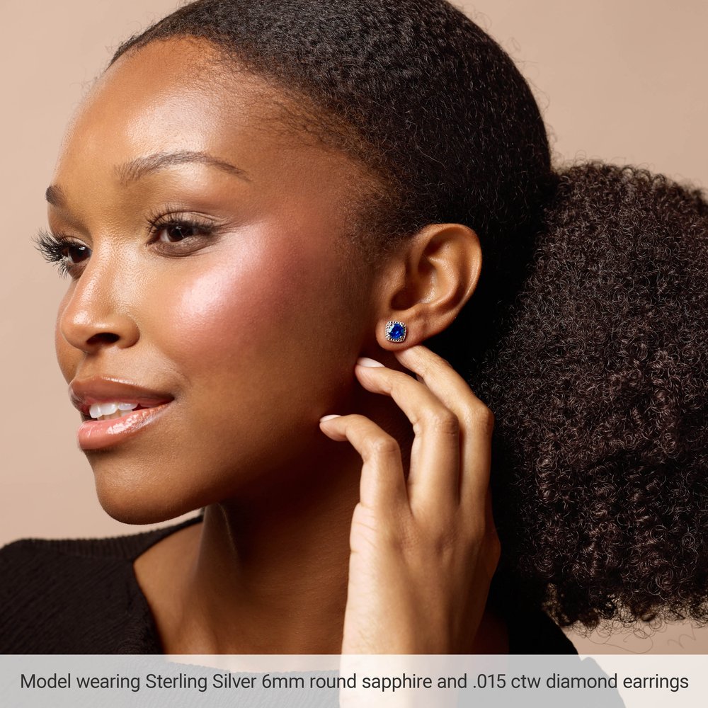 Sterling Silver Natural Amethyst & .015 CTW Natural Diamond Earrings