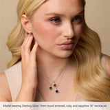 Sterling Silver 7 mm Lab-Grown Ruby & .015 CTW Natural Diamond 18" Necklace