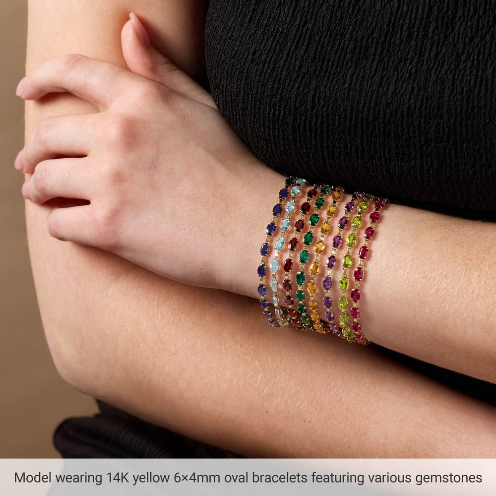 14K Yellow Lab-Grown Ruby 7.25" Bracelet