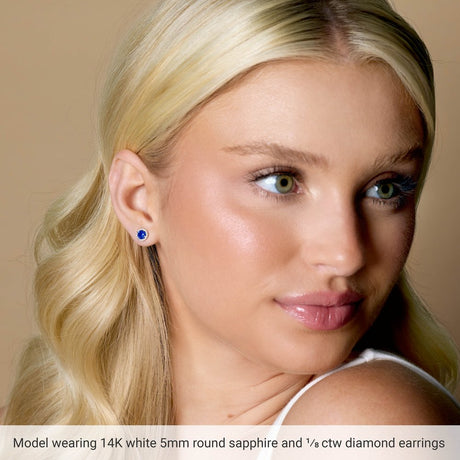 14K White Gold 5 mm Natural Aquamarine & 1/8 CTW Natural Diamond Earrings