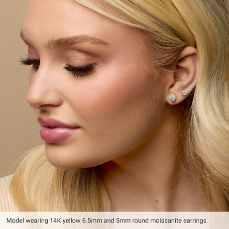 14K Rose 5 mm Round Stuller Lab-Grown Moissanite™ Earrings