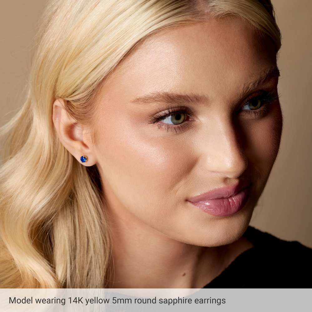 14K Yellow Gold Lab-Grown Ruby Earrings
