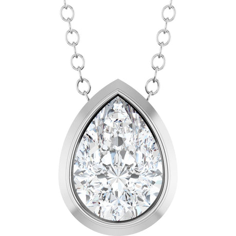 14K White Gold 1/2 CT Lab-Grown Diamond 16-18" Necklace