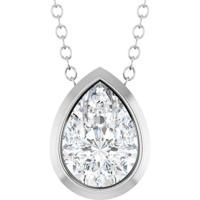 14K White Gold 1/2 CT Lab-Grown Diamond 16-18" Necklace