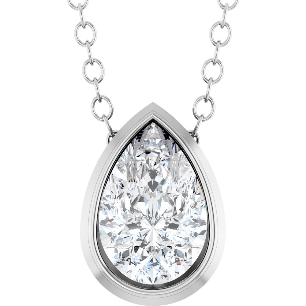 14K White Gold 1/3 CT Lab-Grown Diamond 16-18" Necklace