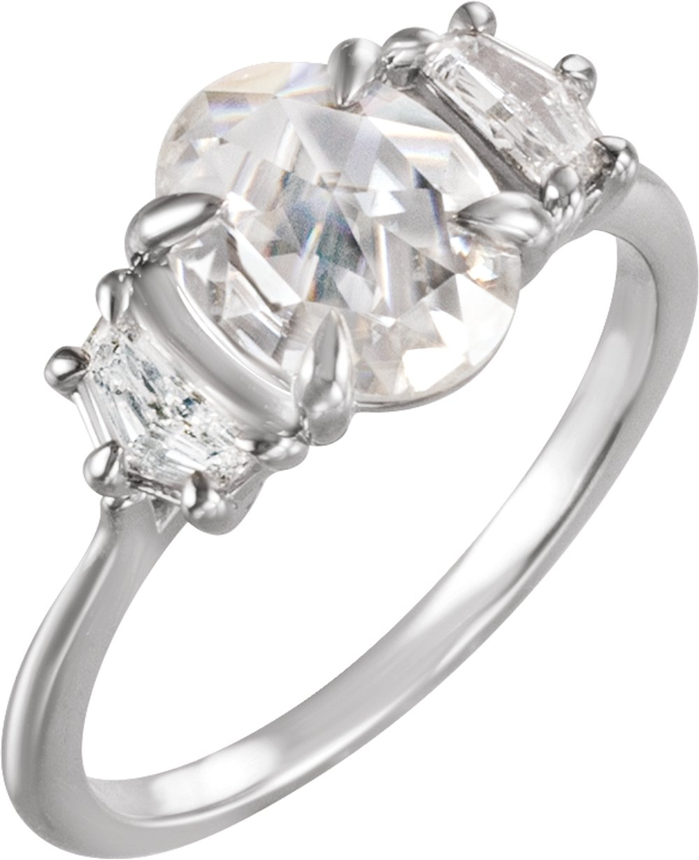 14K White Gold 2 1/2 CTW Lab-Grown Diamond  Three-Stone Engagement Ring