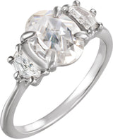 14K White Gold 2 1/2 CTW Lab-Grown Diamond  Three-Stone Engagement Ring