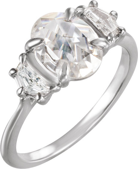 14K White Gold 2 1/2 CTW Lab-Grown Diamond  Three-Stone Engagement Ring