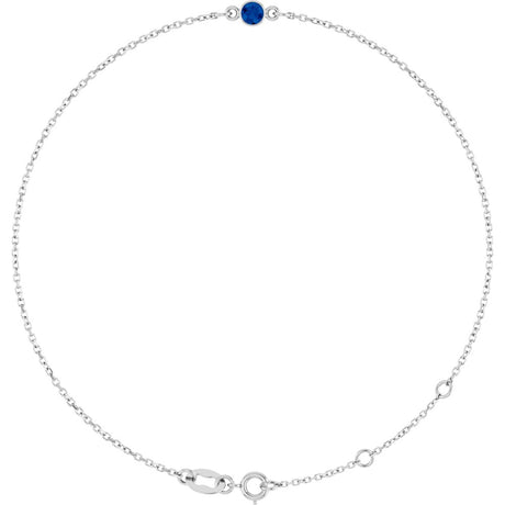 Sterling Silver Lab-Grown Blue Sapphire Bezel-Set Solitaire 6 1/2-7 1/2" Bracelet