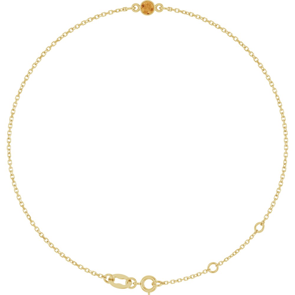 14K Yellow Gold Natural Citrine Bezel-Set Solitaire 6 1/2-7 1/2" Bracelet