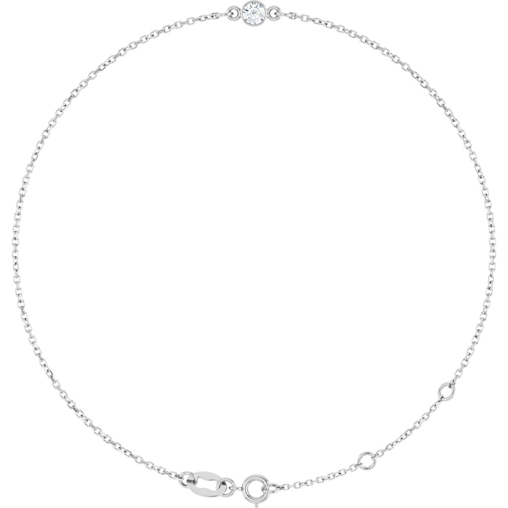 14K White Gold 1/10 CT Natural Diamond 6 1/2-7 1/2" Bracelet