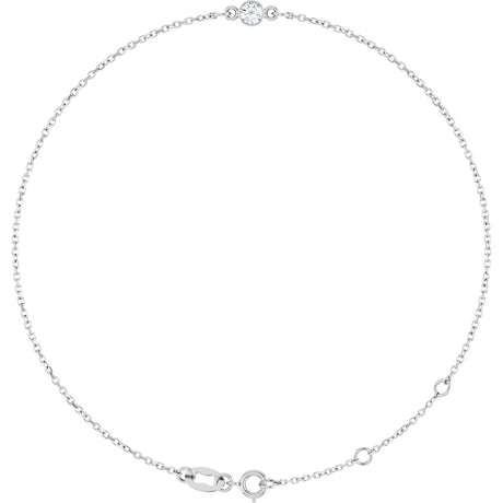 14K White Gold 1/10 CT Natural Diamond 6 1/2-7 1/2" Bracelet