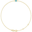 14K Yellow Gold Natural Blue Zircon Bezel-Set Solitaire 6 1/2-7 1/2" Bracelet