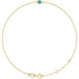 14K Yellow Gold Natural Blue Zircon Bezel-Set Solitaire 6 1/2-7 1/2" Bracelet