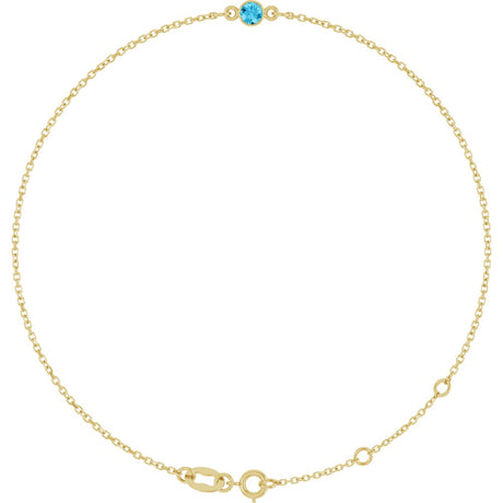 14K Yellow Gold Natural Aquamarine Bezel-Set Solitaire 6 1/2-7 1/2" Bracelet