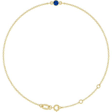 14K Yellow Gold Natural Blue Sapphire Bezel-Set Solitaire 6 1/2-7 1/2" Bracelet