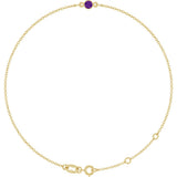 14K Yellow Gold Natural Amethyst Bezel-Set Solitaire 6 1/2-7 1/2" Bracelet