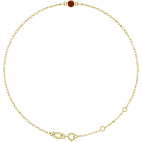14K Yellow Gold Natural Mozambique Garnet Bezel-Set Solitaire 6 1/2-7 1/2" Bracelet